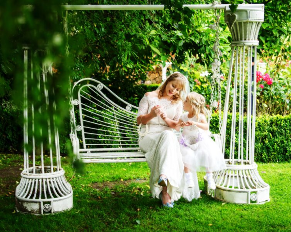 Bride and Girl on Swing