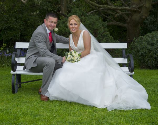 Couple on garden bench